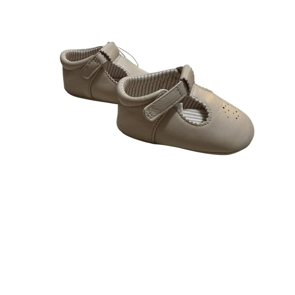 Mayoral Newborn Size 19 Beige Mary Jane Crib Shoes NWT Box